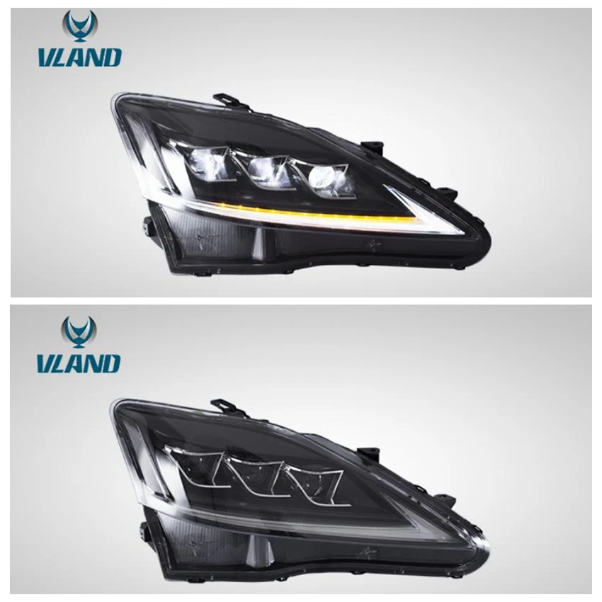 

VLAND factory for car headlight for IS250 head lamp 2006 2012 new design with full LED lens and sequential turn signal