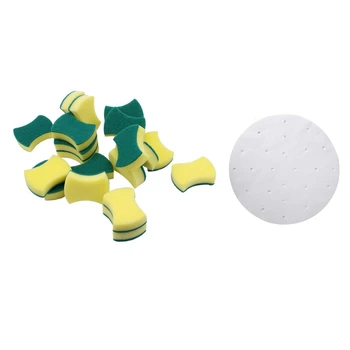 

200 Pcs Deep Fryer Liners 7.5 Inch Paper & 40 Pcs Cleaning Scrub Sponge
