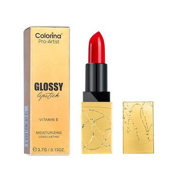 

Fashionable atmospheric beautiful makeup gilded golden mouth red Mermaid nourishing and lasting red lipstick Long-lasting