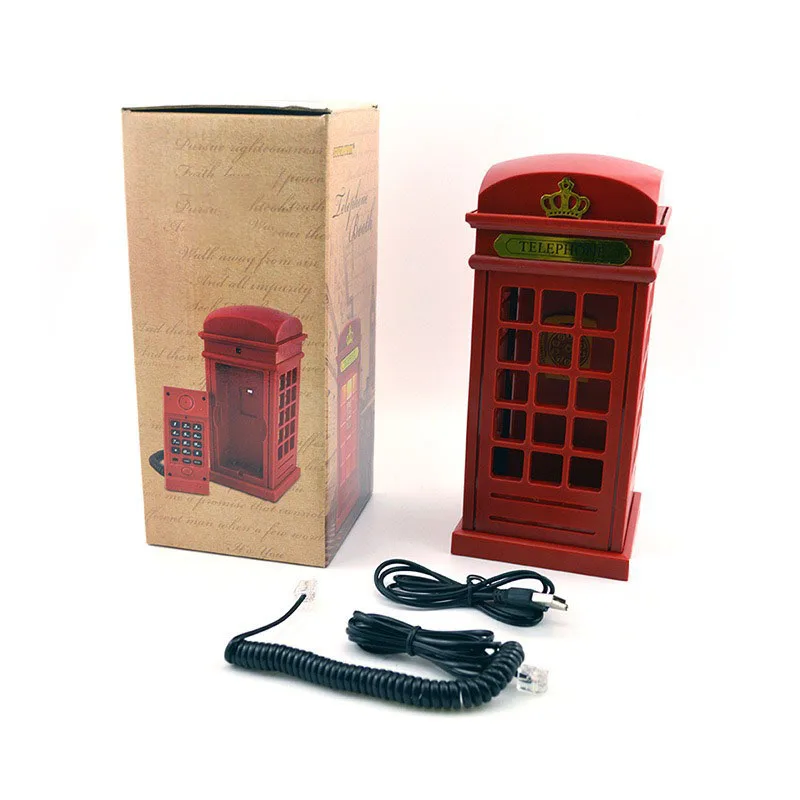 Винтажная Проводная телефонная будка с USB-зарядкой светодиодный ночник