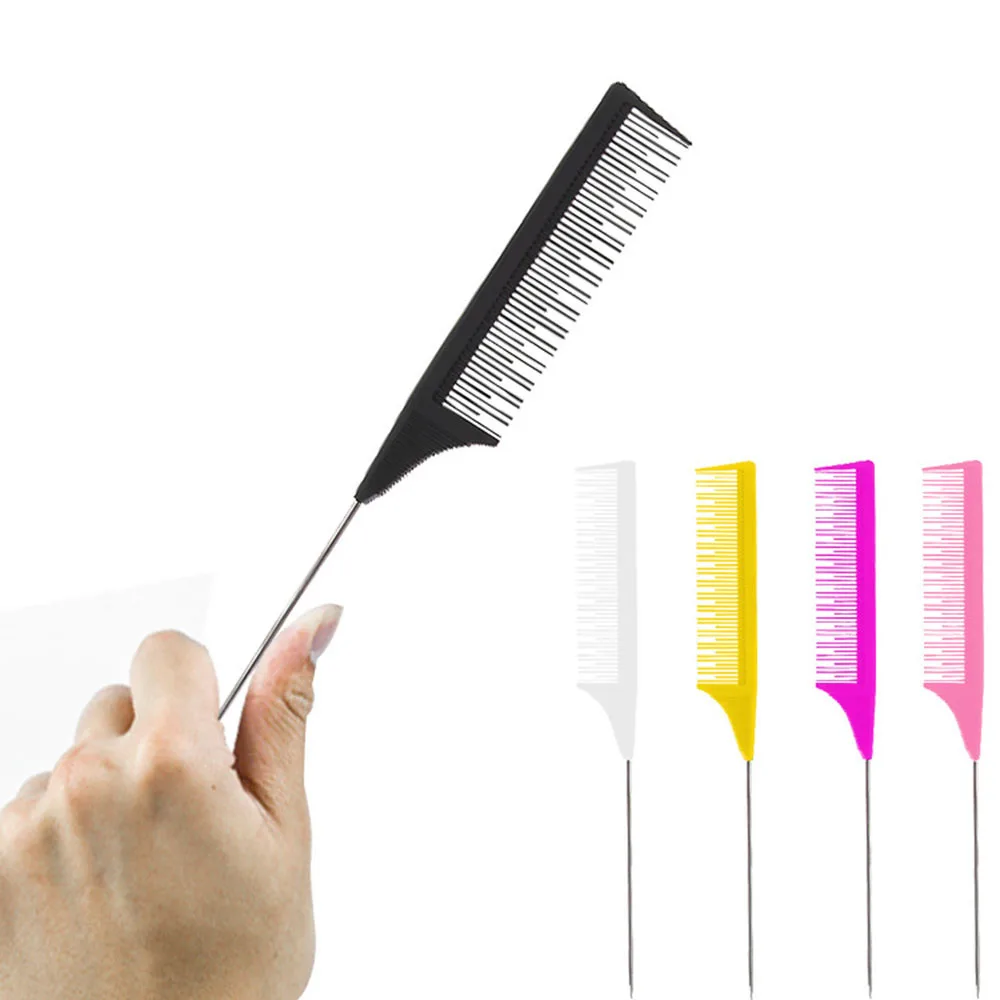 

Anti-static Hair Style Rat Tail Comb Fashion Professional Black Fine-tooth Comb Metal Pin Hair Styling Beauty Tools Hair Care