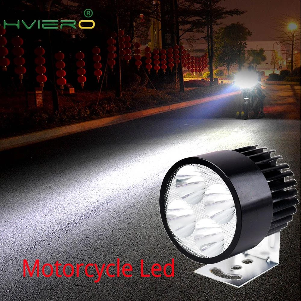1Pcs 360° White LED Headlight Driving Light Waterproof For Motorcycle Dirt Bike