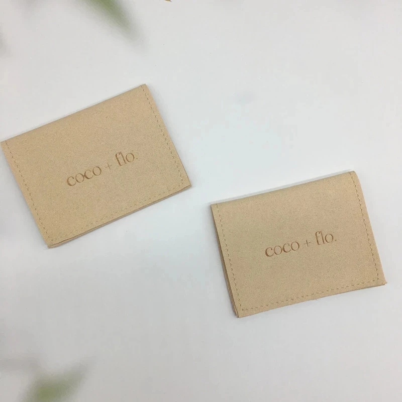 Wholesale 100pcs/lot Custom Logo Printed Envelope Flap Microfiber jewelry pouches flap suede jewerly gift packaging bags