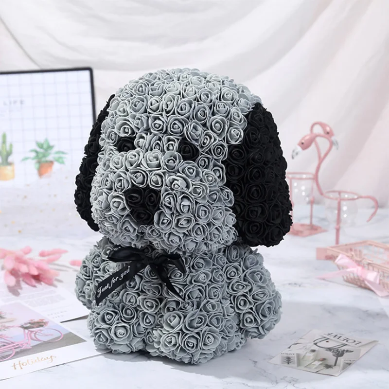 Dropshipping Rose Dog Artificial Rose Flower Pug Christmas Gifts for Women Valentine's Day Gift  Puppy Toys Home Decor