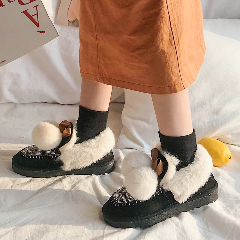 Winter Shoes Women Ankle Boots Warm Short Plush Snow Botas Mujer Bling Crystal Bottes Femme Winter Shoes Christmas