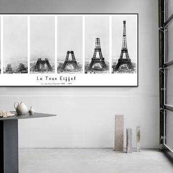 

Canvas Painting Eiffel Tower History Black And White Architecture Prints Poster Wa Art Picture For Living Room Home Decoration