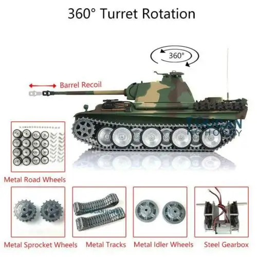 Heng Long 1/16 6 0 FPV индивидуальные пантера G RTR RC Танк 3879 металлические треки колеса TH16187