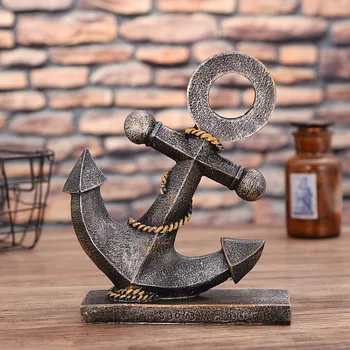 

[New] Vintage Sculpture Simulation Boat anchor model Statue Art Carving Resin artware Figurine Home Decorations