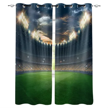 

Stadium Match Field Football Window Curtains Living Room Kitchen Curtains for Bedroom Left and Right Biparting Open Curtains