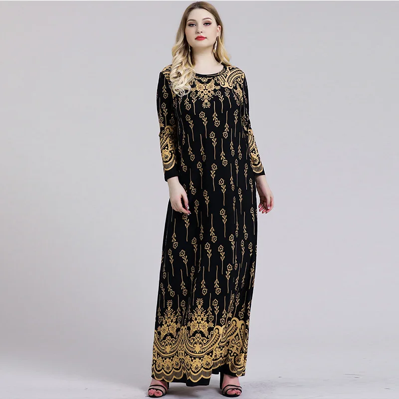 

Print Elegant Muslim Lace Abaya Full Dress Maxi Evening Vestidos Long Gowns Middle East Eid Ramadan Islamic Robes TA20261