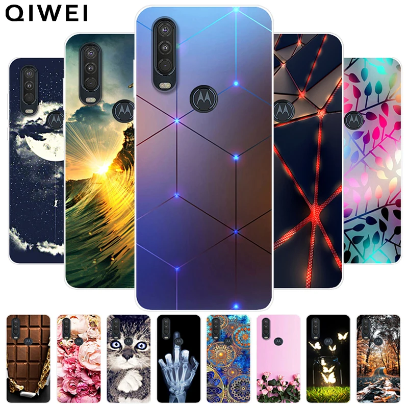 

For Moto One Action Case Cute Fashion Soft TPU Back Cover For Motorola One Action Phone Cases silicon bumper zoom Coque Vision