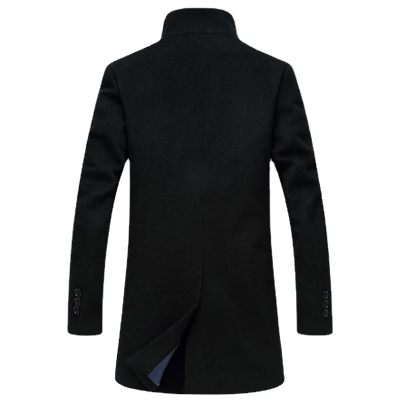 New Autumn Winter Brand Men Wool Blends Coats Fashion Solid Color Middle Long Overcoat Luxury Business Casual Wool Coat S-3XL