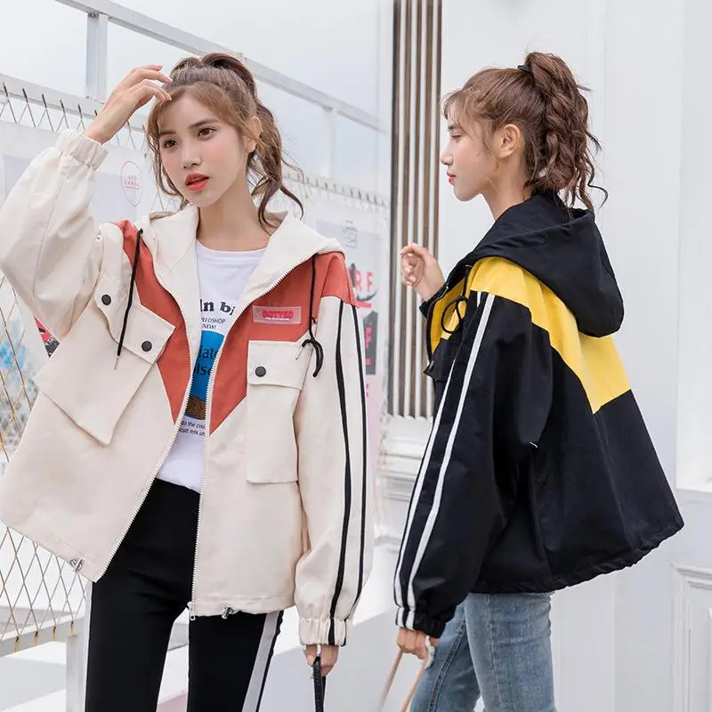

2019 student chic zipper winter coat with pcoket oversize jacket casual loose outdoor women coat Korean baseball jacket hoodie