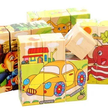

3D Puzzle Kid Wooden Cartoon Animal Puzzle Toy 6 Sides Jigsaw Early Education Learning Toys