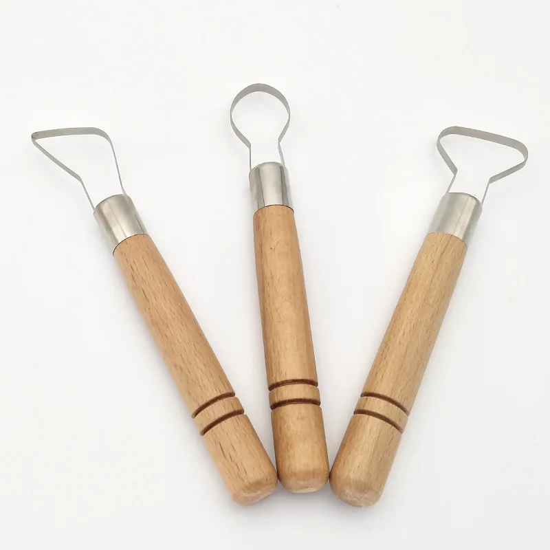 Threepiece Ceramic Spatula With Wooden Handle, Pottery Repair Tool