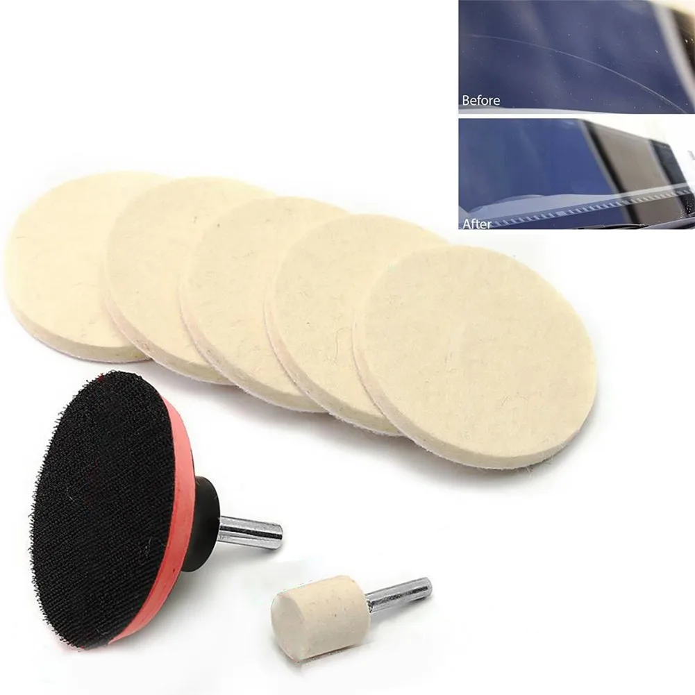 car polishing wax 8PC/SET Auto Car Cratch Remover Glass Polishing Kit Wool Felt Polishing Wheel Backing Pad With Drill Adapter Scratch Repair Tool car seat leather cleaner