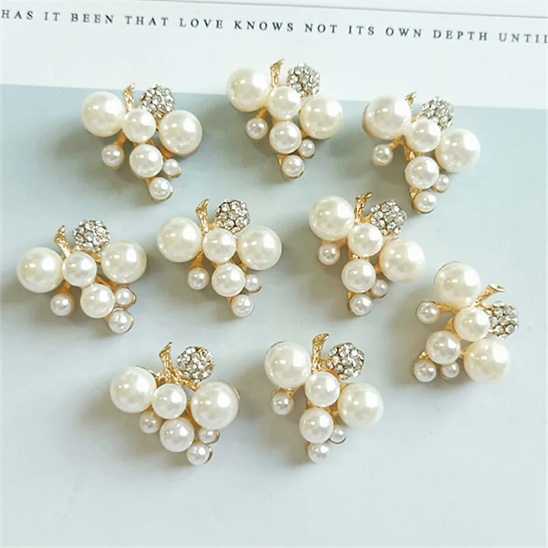 

10 pcs/lot Alloy Gold Pearls Rhinestone Buttons Ornaments Jewelry Earrings Choker Hair DIY Jewelry Accessories Handmade