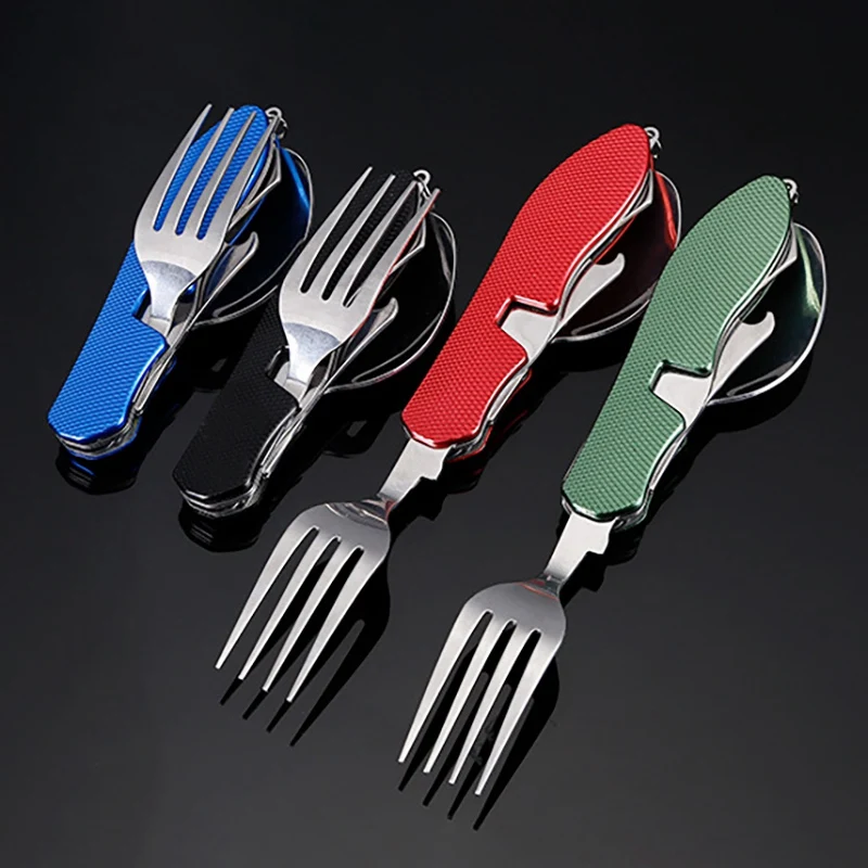 

Detachable Folding Camping Fork Cutlery Set Multi-tool Tableware Stainless Steel Cutlery Reusable Fork Wine Bottle Opener