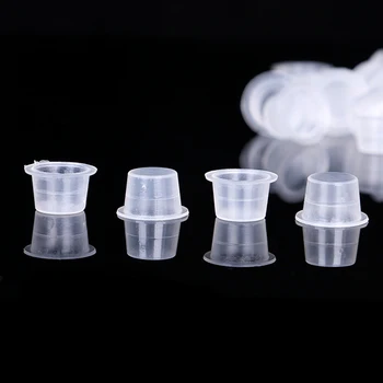 

1000pc S/M/L Plastic Disposable Microblading Tattoo Ink Cups Permanent Makeup Pigment Clear Holder Container Cap Tattoo