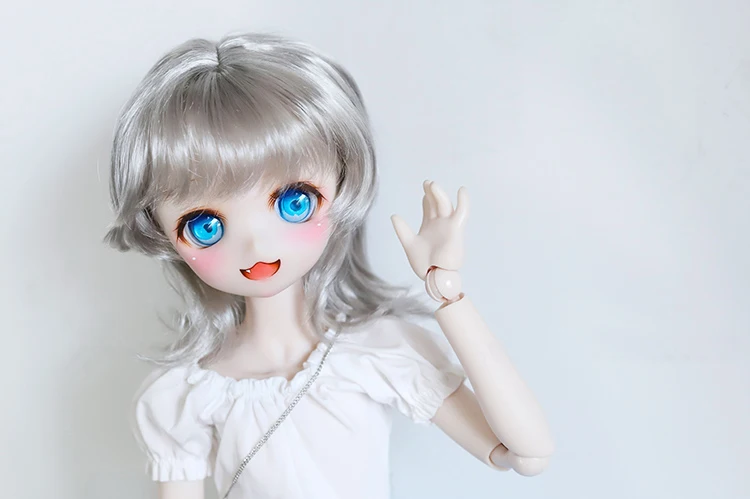 Парик куклы Bjd 1/3 1/4 9-1" 7-8" Серебряный парик средней длины имитация мохера японский мягкий шелк BJD Кукла SD MSD парик