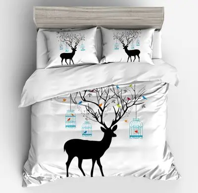 King size bedding set quilt cover letter feather home textile new comfortable home bedding Christmas elk bed set queen bed set - Color: 12