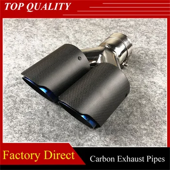 

304 Stainless steel Y Model Exhaust Dual Pipe Carbon Fiber Exhaust Tip Muffler End Pipe Car Exhaust Tips Blue Burnt