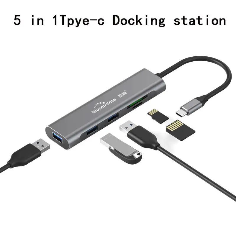 5 in1 Tpye-c USB C концентратор type C для нескольких USB 3,0 концентратор HDMI адаптер док-станция для MacBook Pro huawei mate 30 XiaoMi DELL HDMI разветвитель порт type C концентратор - Цвет: 5 in1 Tpye-c
