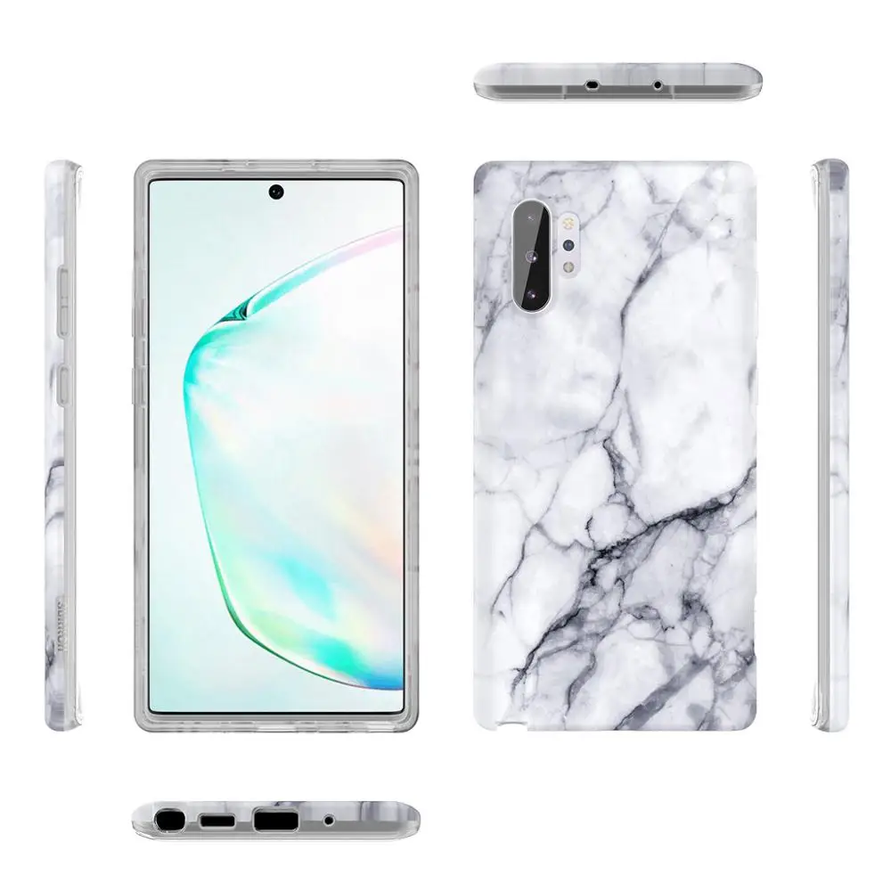 2 в 1 мягкий чехол для samsung Galaxy Note10 Plus твердый матовый мраморный противоударный защитный чехол для Note10