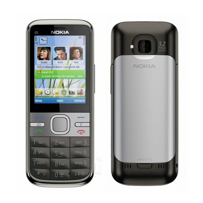 Nokia C5 разблокированный Nokia C5-00 C5-00i 3,15 и 5MP Поддержка bluetooth русская и иврит и арабская клавиатура Восстановленный мобильный телефон