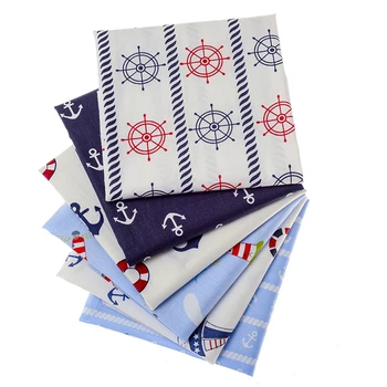 

Nautical version printed cotton fabric, sea anchor ocean wind series handmade cotton fabric, a pack of six 40CMX50CM