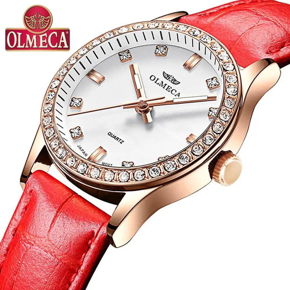 Мода Relogio Feminino лучший бренд класса люкс OLMECA женские часы водонепроницаемые наручные часы Стразы Reloj Mujer кожаный ремешок