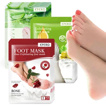 

EFERO 12Pcs=6pairs Rose/Aloe Feet Exfoliating Mask Foot Mask Remove Hard Dead Skin Callus Feet Peeling Mask for Foot Pedicure