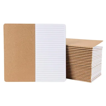 

Kraft Notebook - Lined Notebook Journals, Pocket Journal for Travelers, Diary, Notes - H5 Size, Soft Cover Sewn Notebook, Brown,