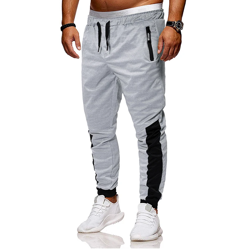 

2019 New Men's Fashion Contrast Color Patchwork Tie Belt Casual Leg Men's Pants