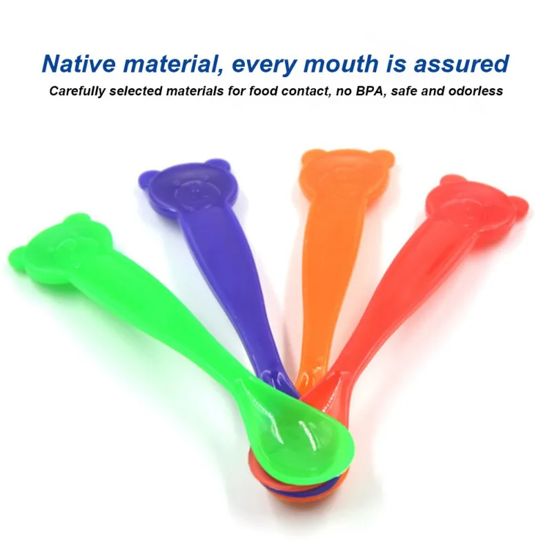 Многоцветная ложка для кормления детей, материал пп, цветные ложки, посуда для дома, изменение температуры, я