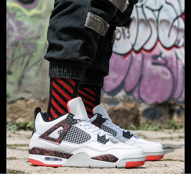 Мужские баскетбольные кроссовки NIKE AIR JORDAN 4, Нескользящие, износостойкие, с воздушной подушкой AJ4, мужские спортивные кроссовки#308497-116
