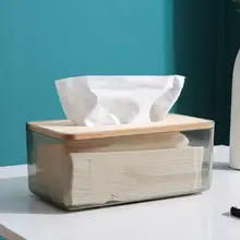 

Wooden Transparent Tissue Box Household Tissue Storage Rack Detachable Home Office Hotel Restaurant Car Tissue Storage Box