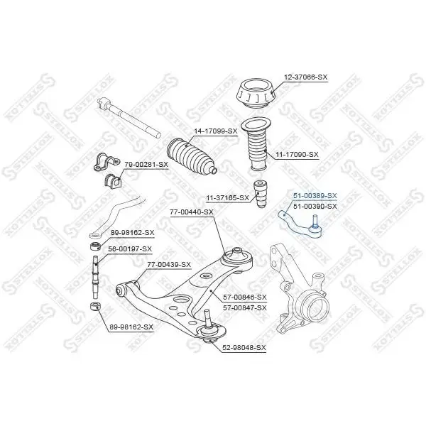 Наконечник рулевой левый Toyota Aygo KGB10/WNB10 05 STELLOX 51-0
