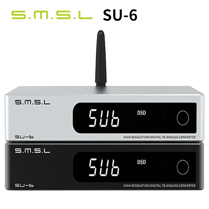 Фото SMSL SU-6 декодер ES9038Q2M OPA1612 * 4 32 бит/768 кГц DSD512 Bluetooth 5 0 SU6 настольный мини аудио DAC с