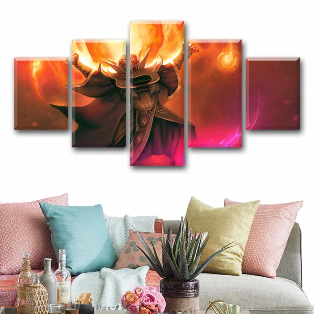  5 Pieces DotA 2 Fire Heroes Canvas Print Abstract Painting Game Poster Modern Wall Artwork Home Dec