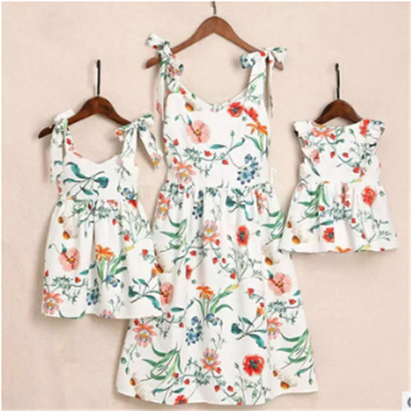 

2019 Summer Family Dress Identical Sets for Mother and Daughter Dresses for Girls Same Clothes for Mother and Daughter Cotton