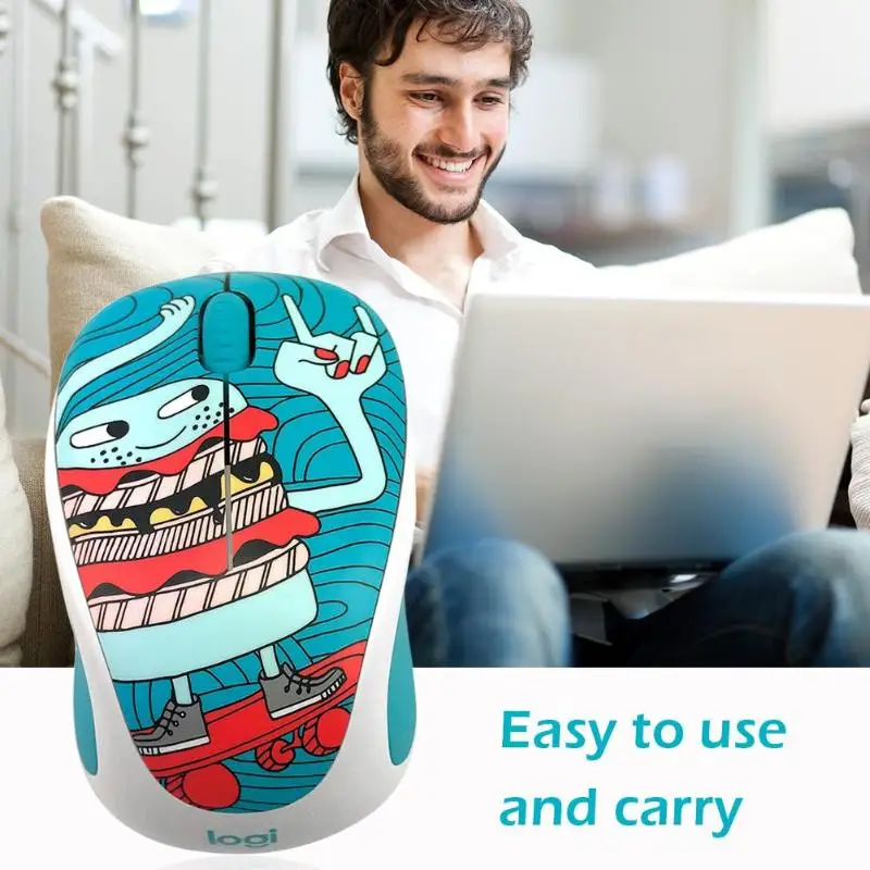 Logitech M238-V3 мультфильм беспроводной usb-приемник Мышь 3 кнопки 1000 Точек на дюйм Оптическая мышь для настольных ПК настоящий Беспроводной Мышь