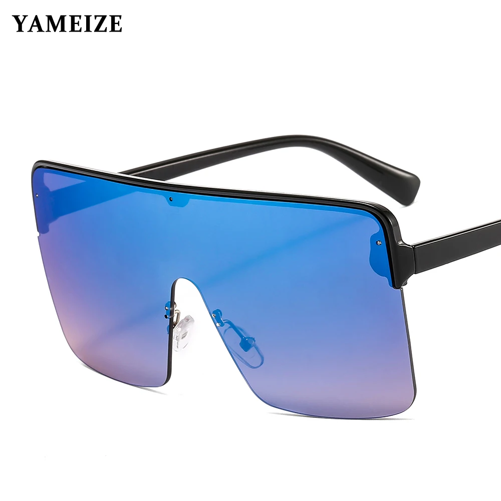

YAMEIZE Rimless Oversized Sunglasses Women 2020 Luxury Brand Punk Sun Glasses Flat Top Eyeglasses Big Shades Goggles UV400