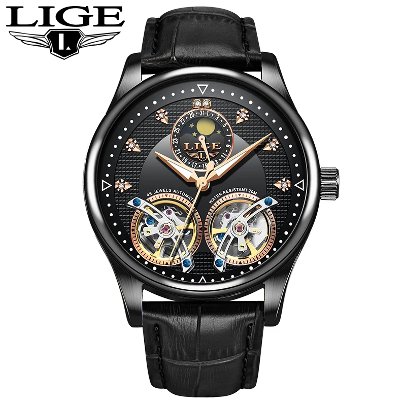 LIGE новые автоматические механические часы мужские Tourbillon спортивные часы модные деловые мужские часы reloj automatico de hombre
