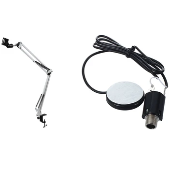 

Hot-1 Pcs Pickup Piezo Transducer Jack & 1 Pcs NB35 Recording Microphone Holder with Microphone Clip Table Mounting Clamp