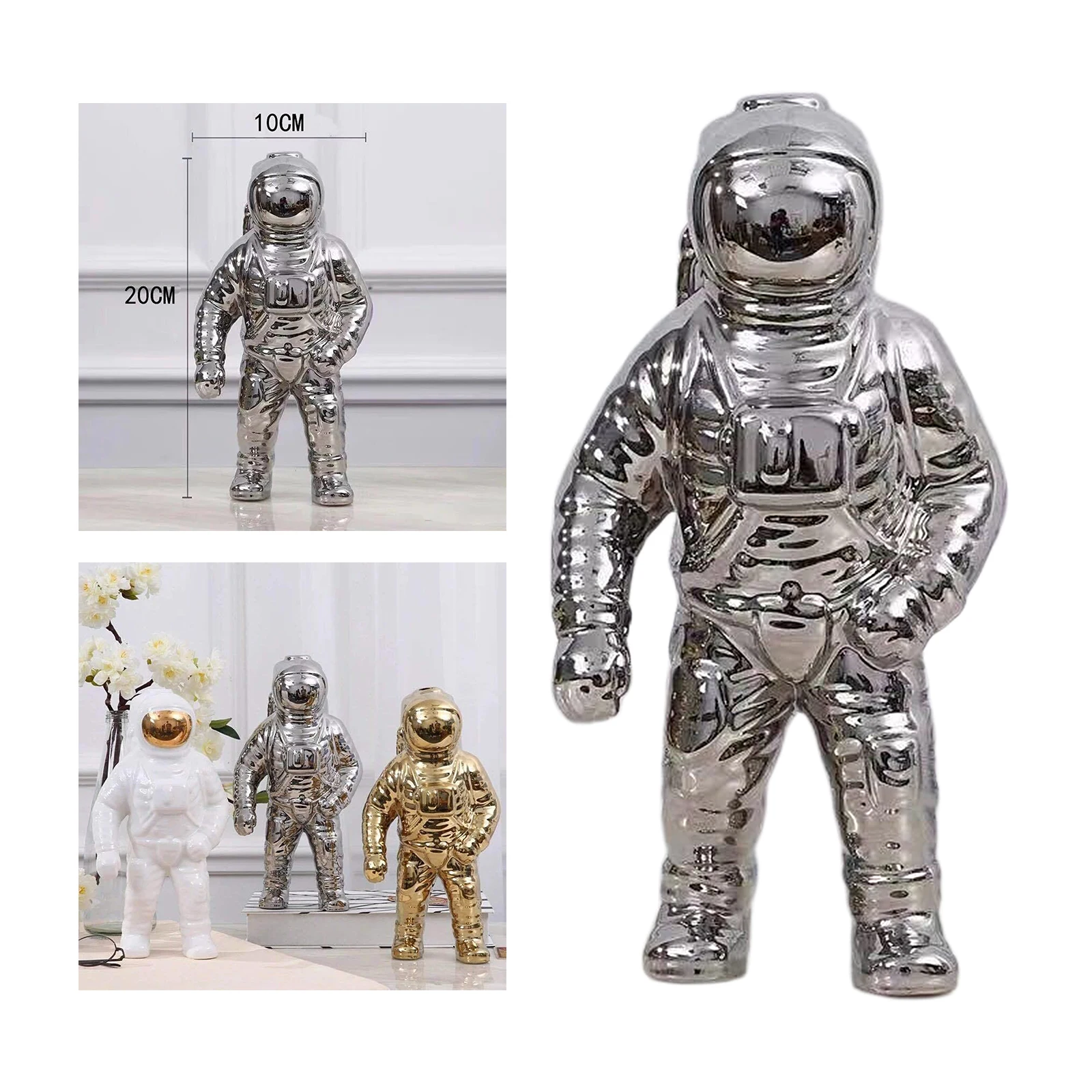 Modern Space Man Sculpture Astronaut Figurine Statue Fashion Creative Ceramic Cosmonaut Model Ornament Decors for Office Home