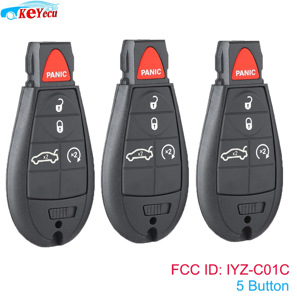 KEYECU 3 шт OEM части умный дистанционный ключ 5 Кнопка для Dodge charger Challenger Magnum FCC ID: IYZ-C01C, P/N: 05026887