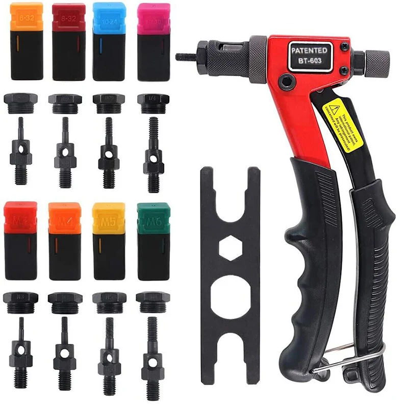 cheap!!!- BT-603 Manual Riveter Gun Hand Rivet Tool Kit Rivet Nut
Setting Tool Nut Setter M3/M4/M5/M6 Metric and inch letter shaft set