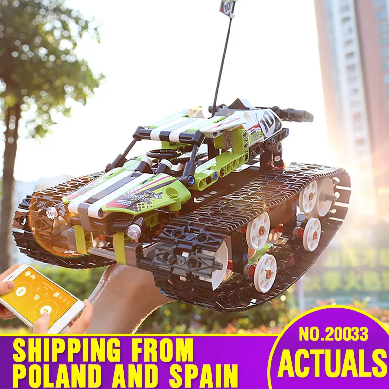 Tanie Zabawka dla dzieci seria Technic RC Track pilot zdalnego sterowania wyścig zestaw samochodowy klocki klocki zabawki edukacyjne kompatybilny z 20033