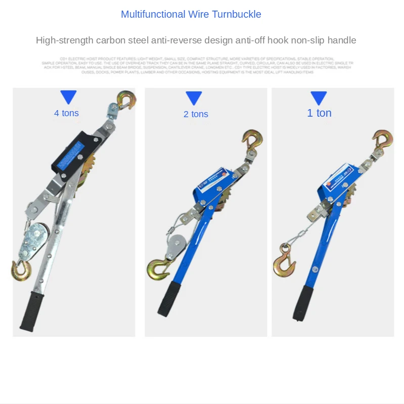 Manual Lever Hoist HIgh Carbon Steel Wire Tightener Durable Antirust Multi-function Double Hook 1t/2t/4t Crane Wire Tighten Tool